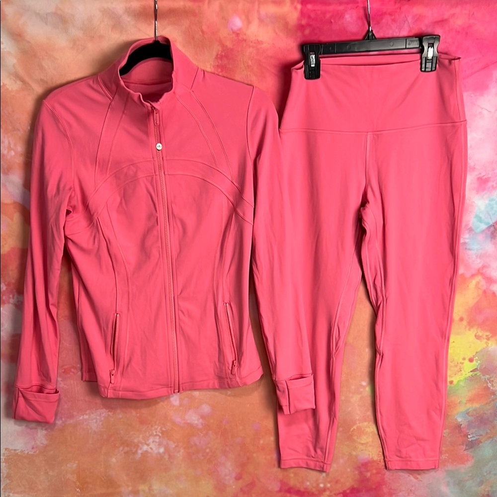 Lululemon Define Jacket & Leggings Nulu, Set, size 10, Sakura pink